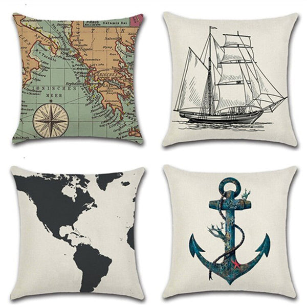Nautical Print Cushion Cover