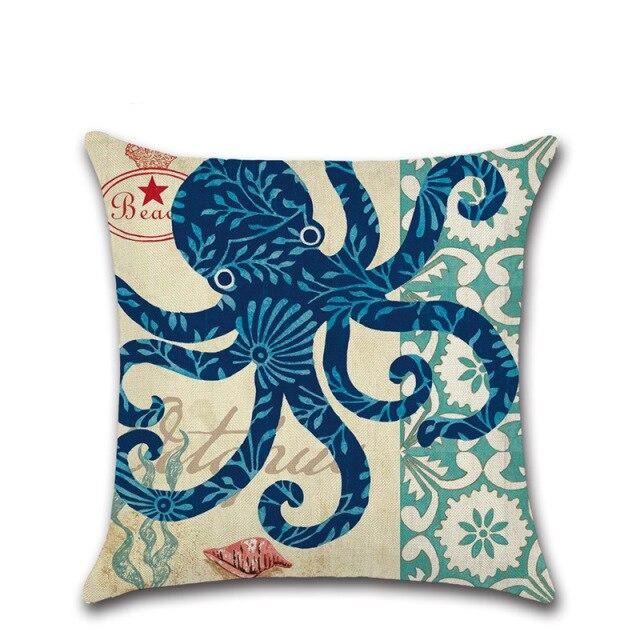 Marine Life Print Cushion Cover